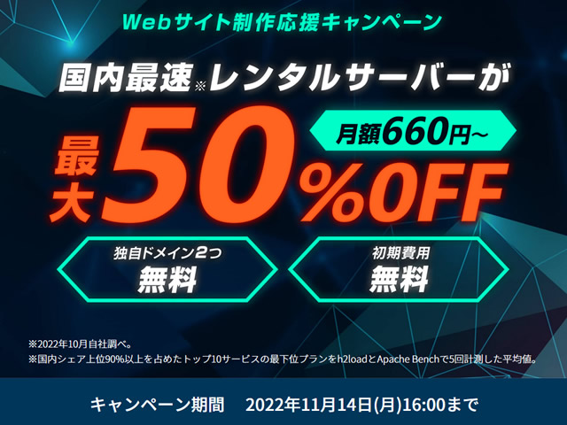 ConoHa WING、Webサイト制作応援キャンペーンを実施。ベーシックプランが最大50%割引に。