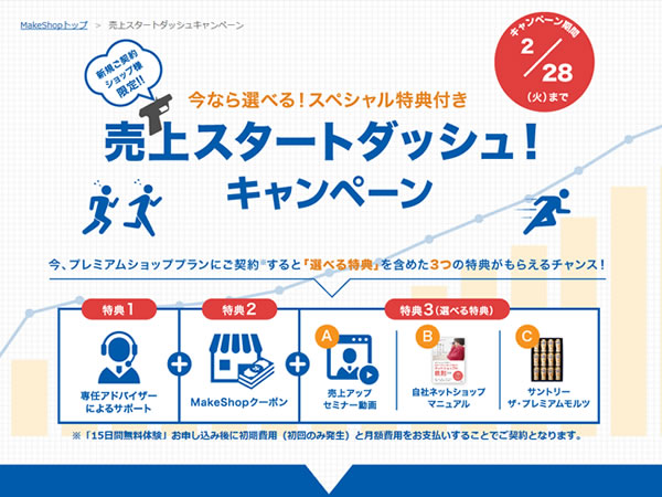 MakeShop、売上スタートダッシュキャンペーンを実施。3つのスペシャル特典プレゼント。